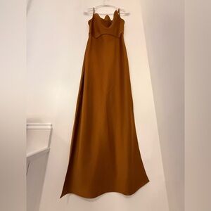BHLDN Cali Satin Cowl-Neck Midi Slip Bridesmaid Formal Dress
